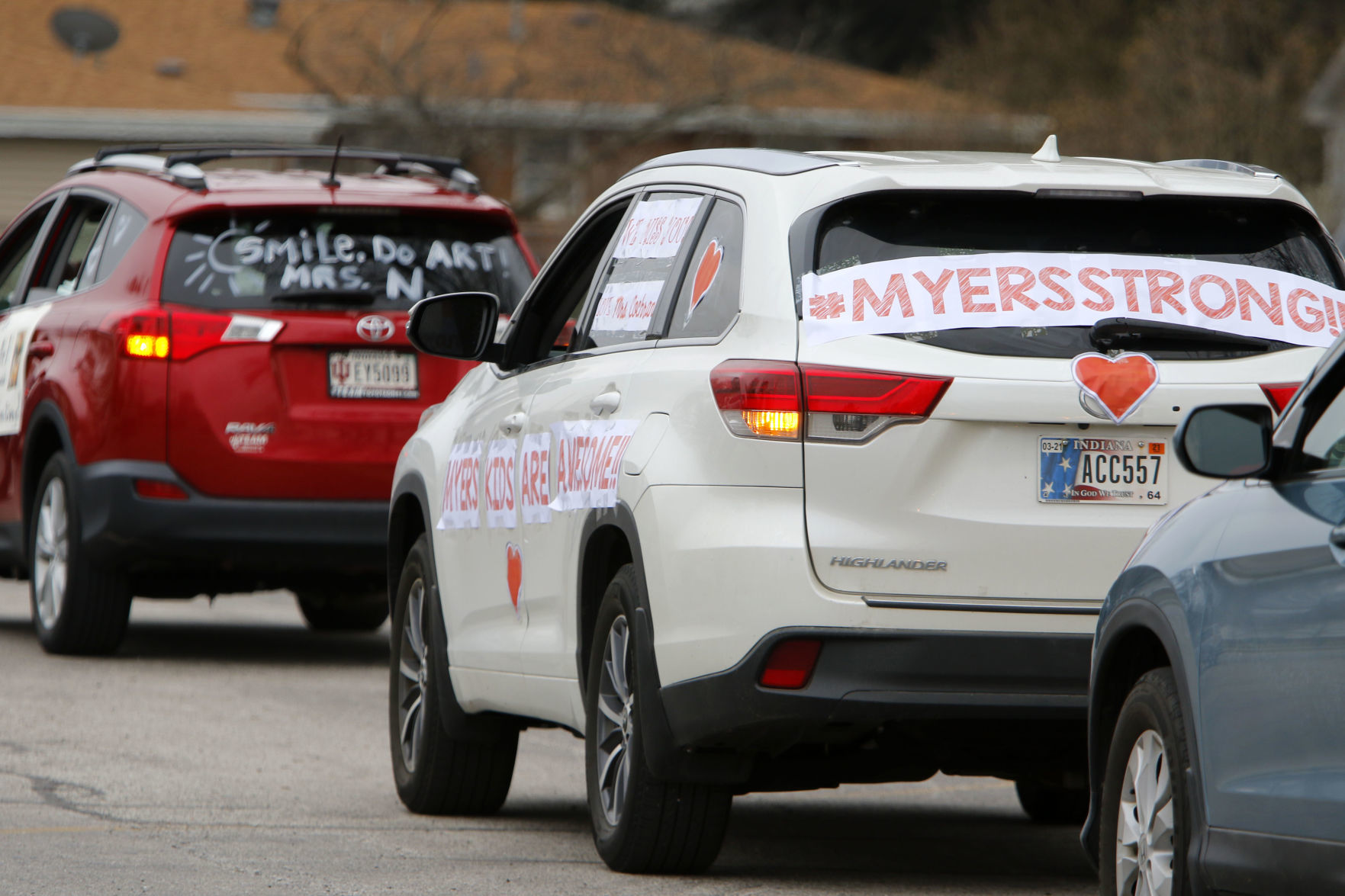 Gallery: Myers Elementary staff parades through Portage neighborhood
